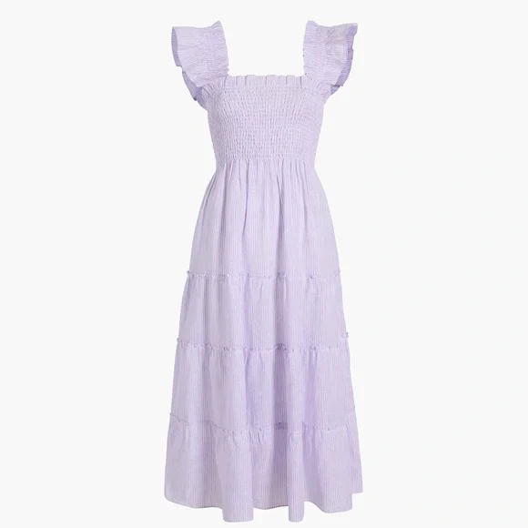 Hill House Home Ellie Nap Dress in Lilac Stripe Linen S